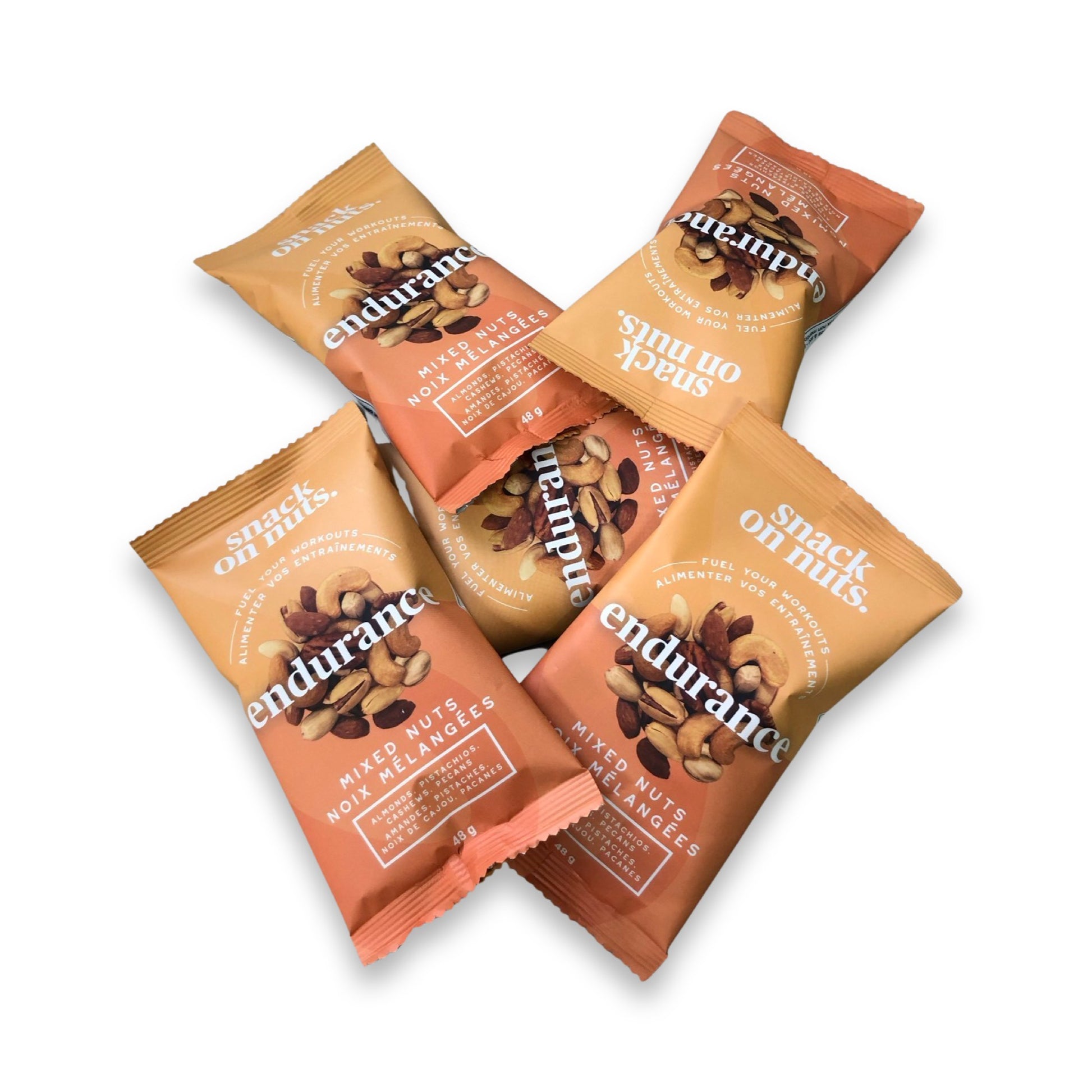 Snack On Nuts - Endurance Mixed Nuts 5 Packs (48g Each) - Healthy Snacks: Roasted Almonds, Cashews, Pistachios, and Raw Pecans