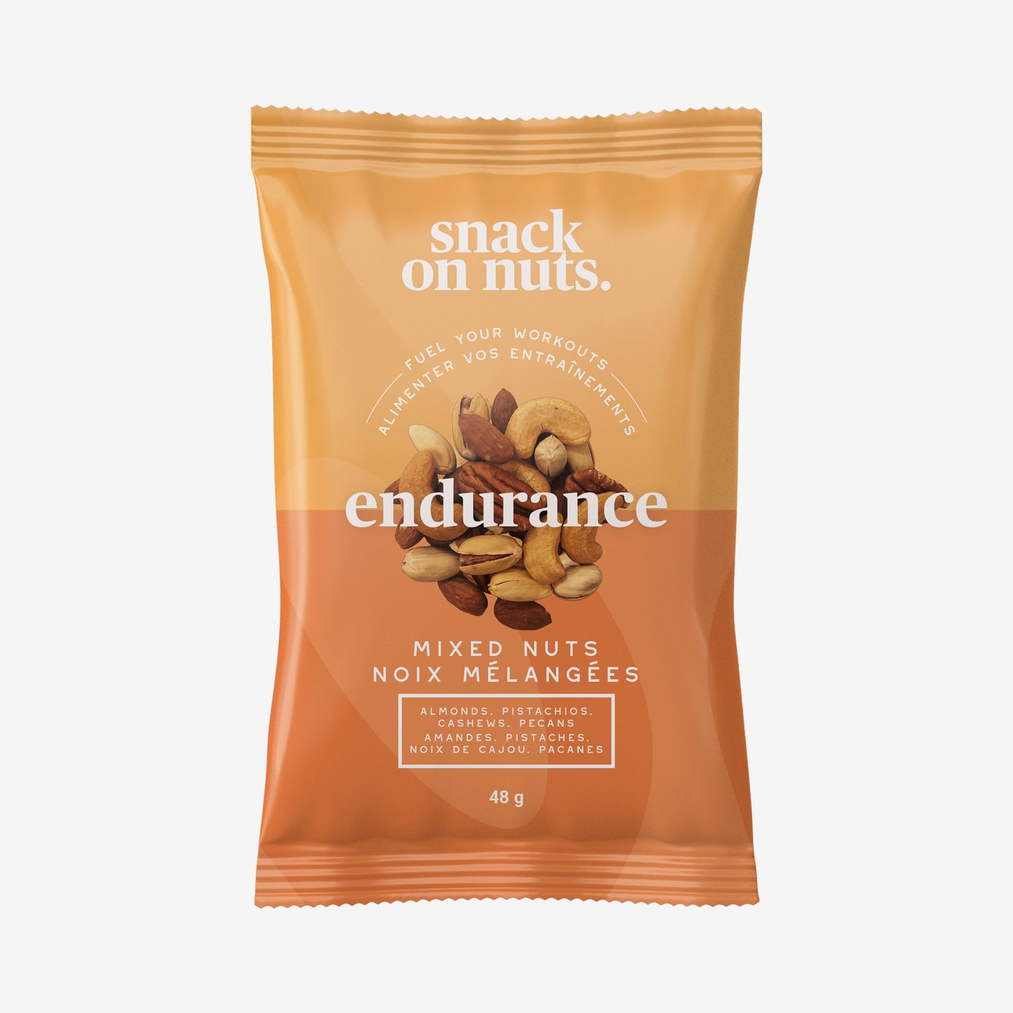 Snack On Nuts - Endurance Mixed Nuts Single Pack (48g) - Easy Snacks: Roasted Almonds, Cashews, Pistachios, and Raw Pecans