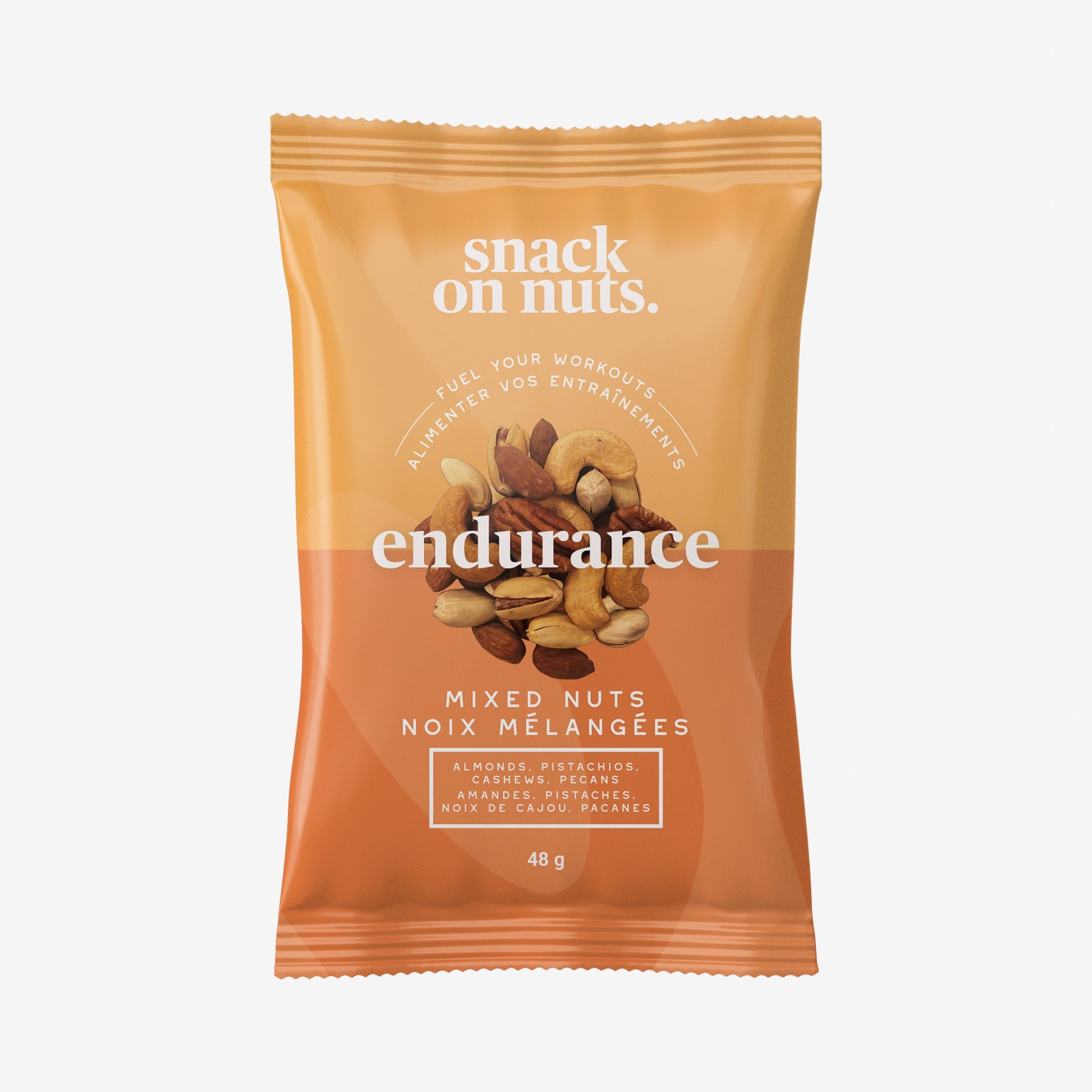 Snack On Nuts - Endurance Mixed Nuts Single Pack (48g) - Easy Snacks: Roasted Almonds, Cashews, Pistachios, and Raw Pecans