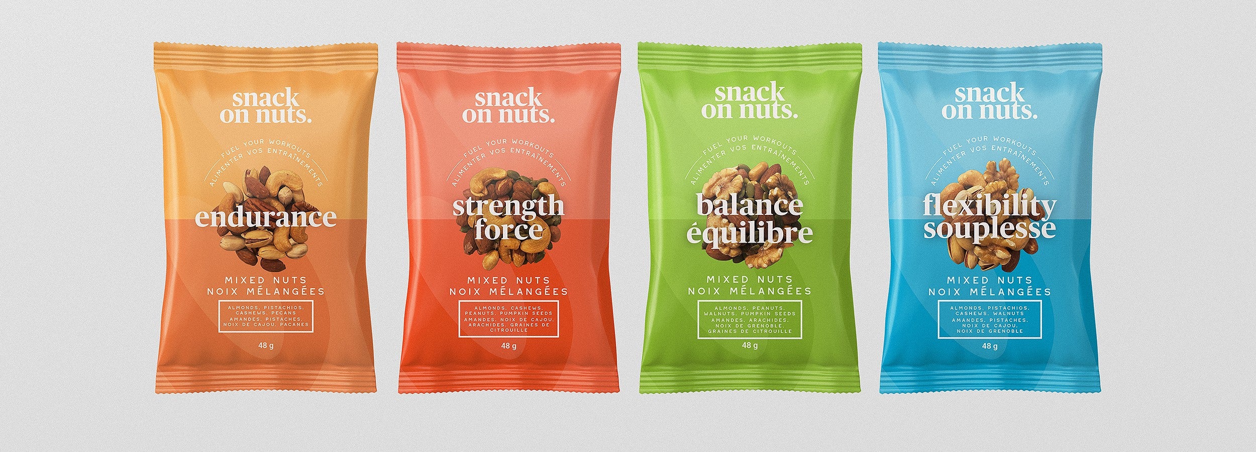 Snack On Nuts - Premium Nut Blends: Endurance, Strength, Balance, Flexibility - Fuel Your Workouts with Healthy Snacks - Buy Mixed Nuts Online