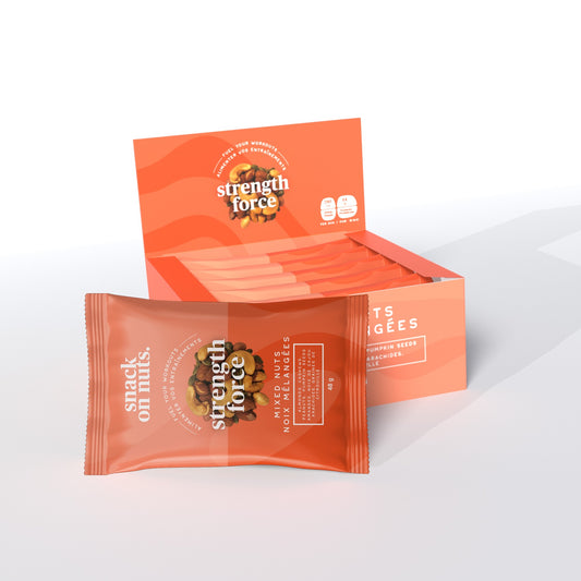 Strength Mixed Nuts - 240g Box (5 x 48g Individual Packs) - Roasted Almonds, Cashews, Peanuts, and Raw Pumpkin seeds Snacks