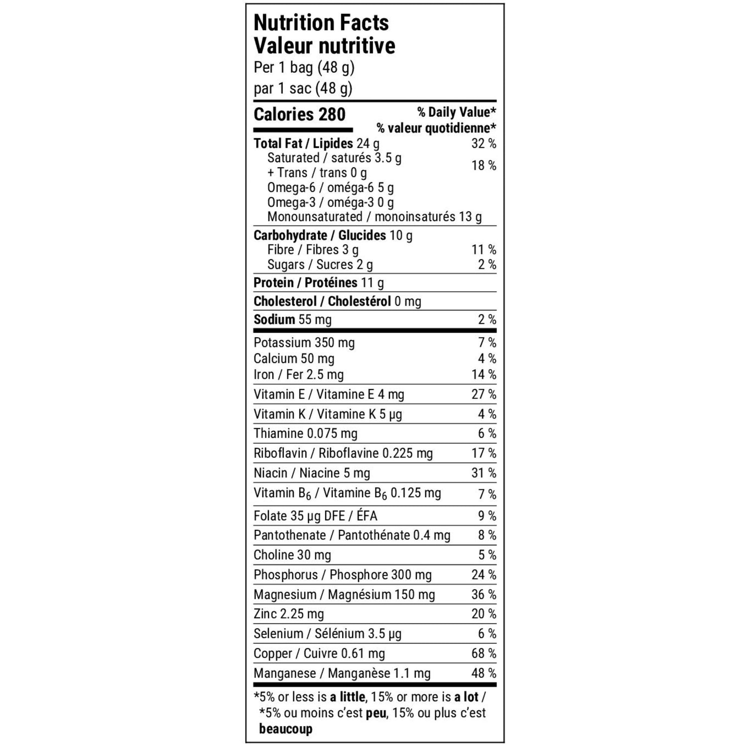 Nutrition Facts Full Detail - Snack On Nuts Strength Mixed Nuts Single Pouch Serving - Nutrient Dense Foods, High in manganese, magnesium, niacin, vitamin E, phosphorus, zinc, iron and folate