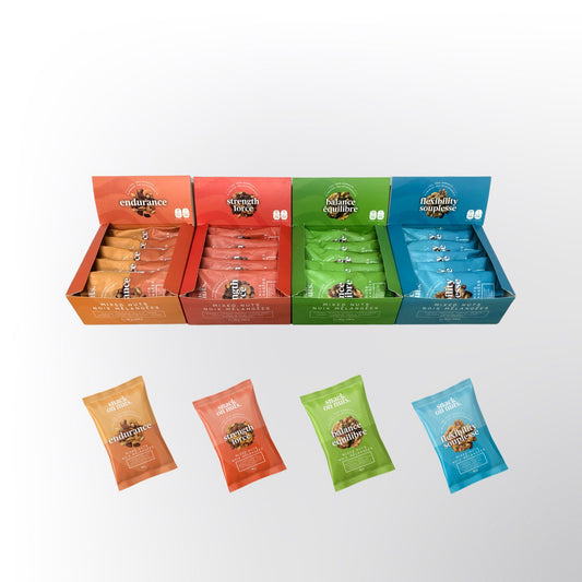 Snack On Nuts - Variety Pack - 20 Pack Mixed Nuts: 4 Different Blends, 5 Packs of Each - Roasted Almonds, Cashews, Pistachios, Peanuts, Raw Pecans, Walnuts, and Pumpkin Seeds Snacks