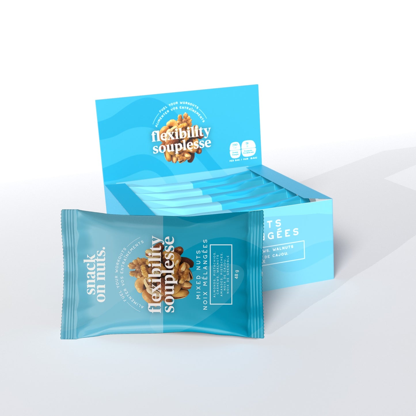 Flexibility Mixed Nuts - 240g Box (5 x 48g Individual Packs) - Roasted Almonds, Cashews, Pistachios, and Raw Walnuts Snacks