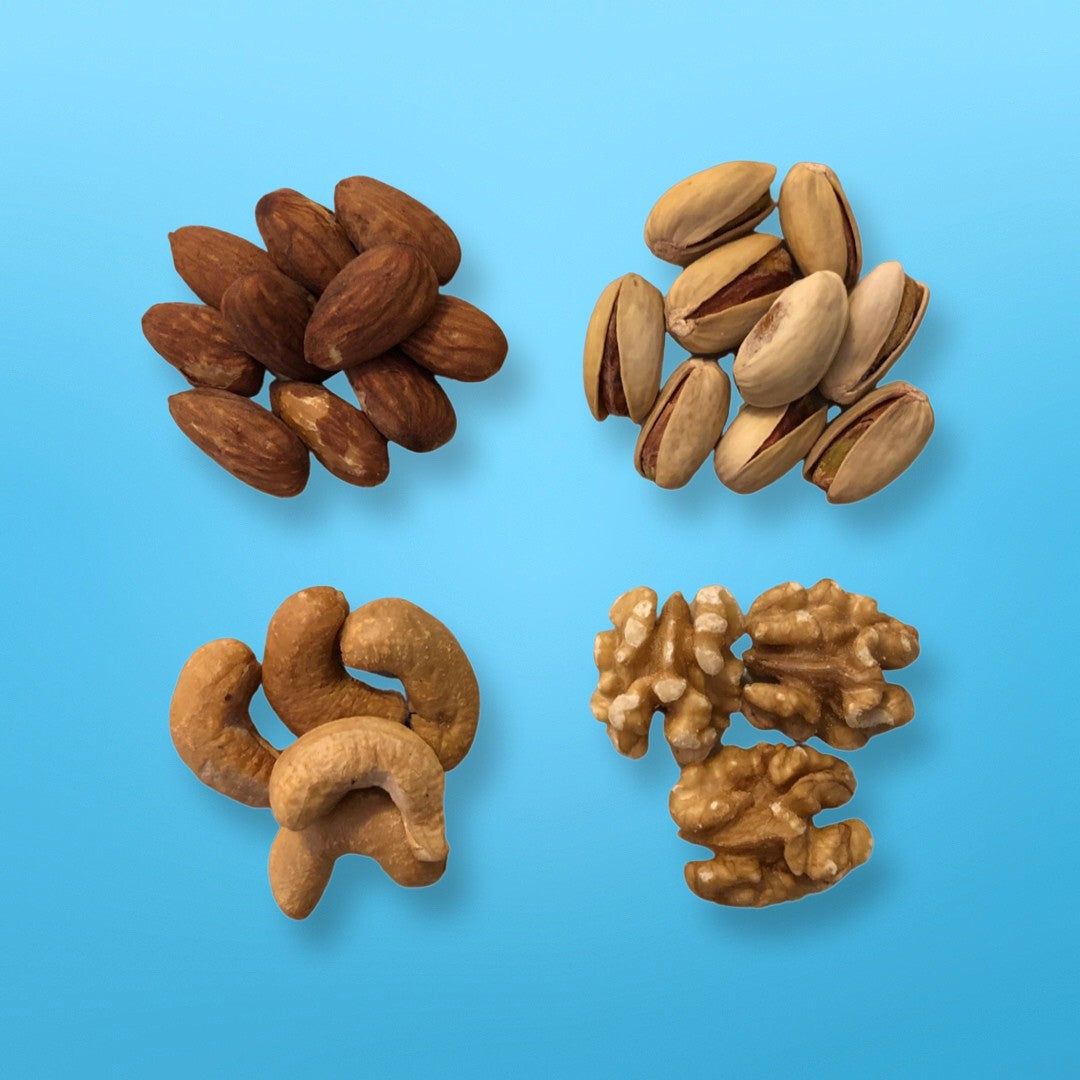 Snack On Nuts - Flexibility Mixed Nuts, Nutrient-Dense Foods with 4 Simple Healthy Ingredients: Dry Roasted Almonds, Cashews, Pistachios, and Raw Walnuts
