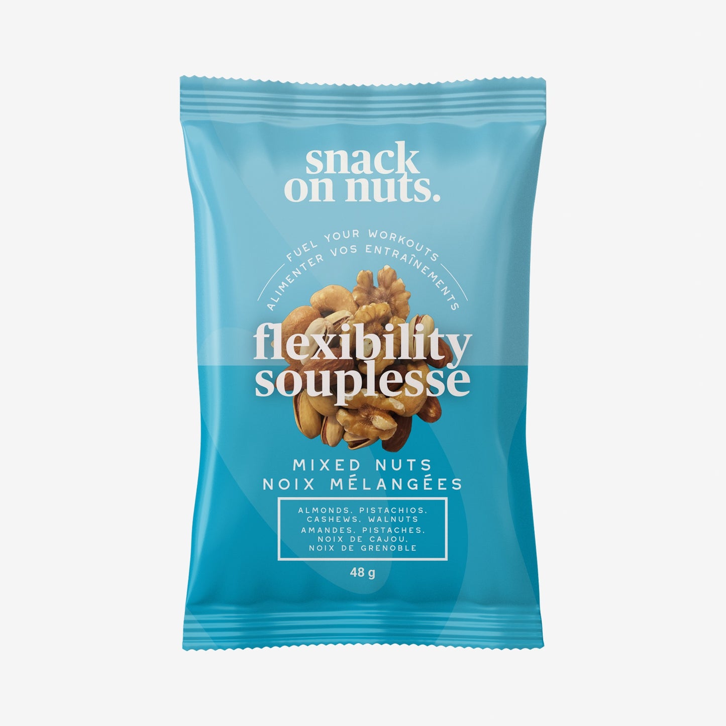 Snack On Nuts - Flexibility Mixed Nuts Single Pack (48g) - Easy Snacks: Roasted Almonds, Cashews, Pistachios, and Raw Walnuts
