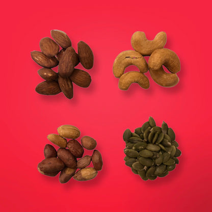 Snack On Nuts - Strength Mixed Nuts, Nutrient-Dense Foods with 4 Simple High Protein Ingredients: Dry Roasted Almonds, Cashews, Peanuts, and Raw Pumpkin Seeds