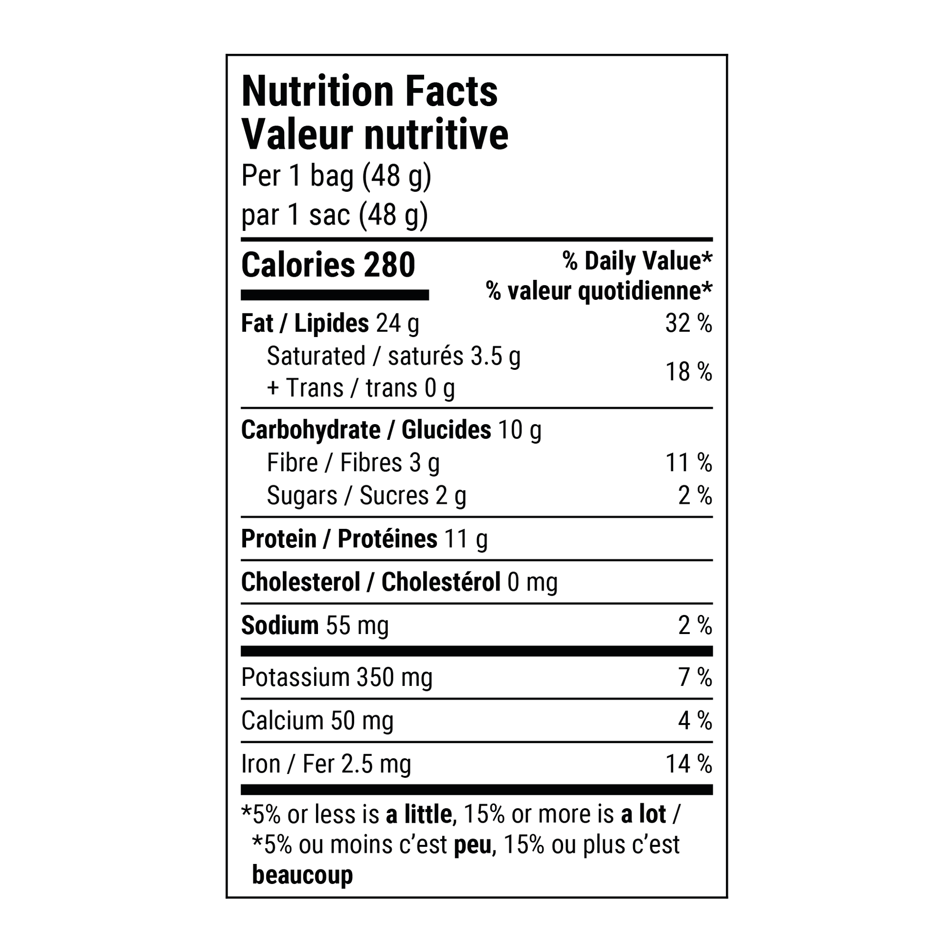 Nutrition Facts - Snack On Nuts Strength Mixed Nuts Single Pouch Serving - Healthy Snacks, Nutrient Dense Foods with 280 calories, 11g of protein, 24g of healthy fat, 10g of carbohydrates, and 55mg of sodium