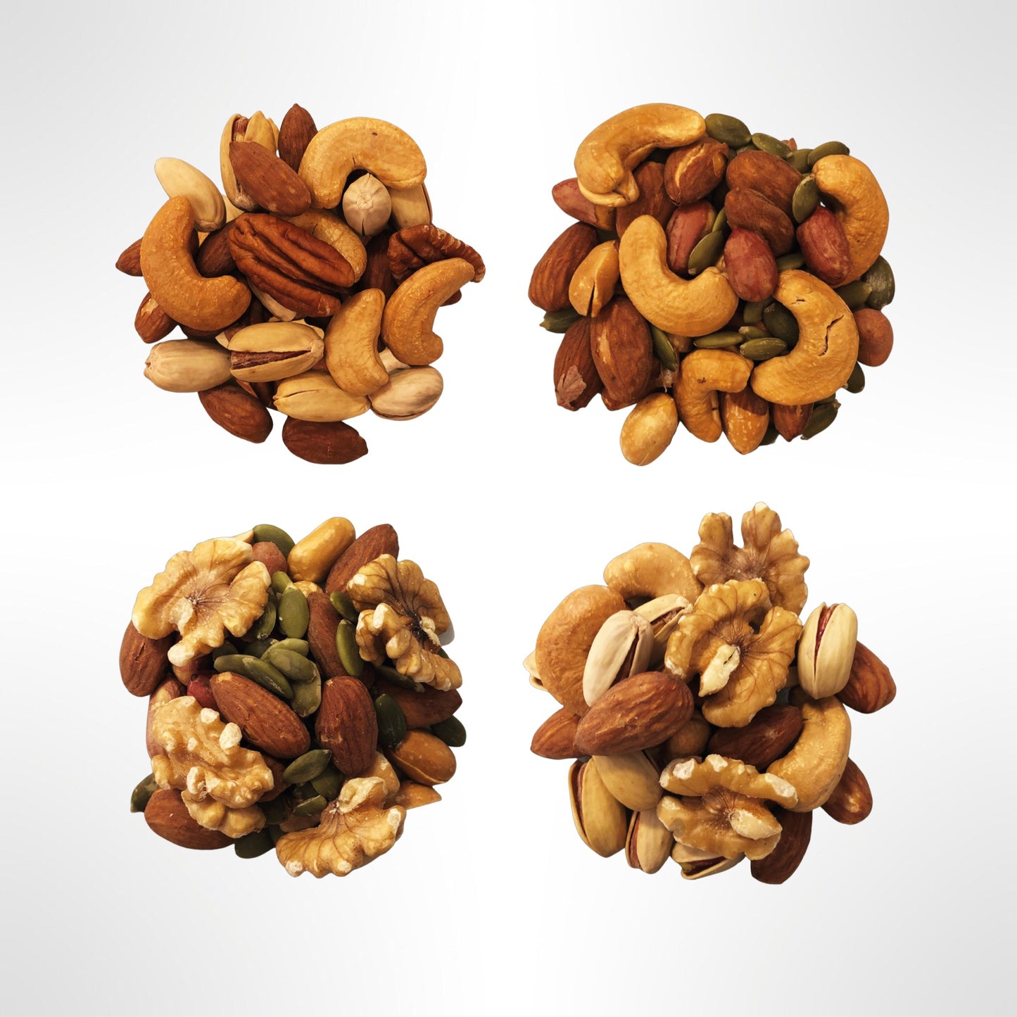 Snack On Nuts - Variety Pack - 4 Blends of Mixed Nuts with Premium Ingredients: Roasted Almonds, Cashews, Pistachios, Peanuts, Raw Pecans, Walnuts, and Pumpkin Seeds Snacks